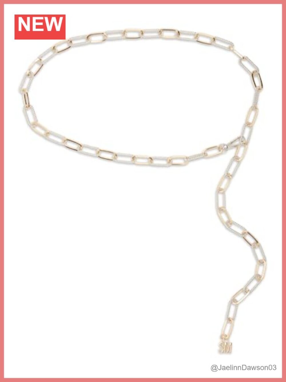Two-tone Paperclip Chain Belt Metal Buckle Adjustable
